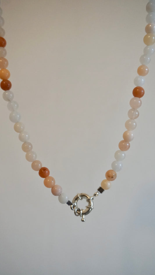 Moonstone Beaded chain & Silver Clasp