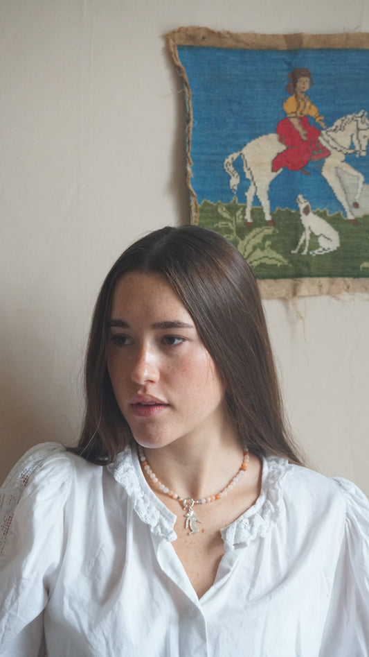 Moonstone Beaded chain & Silver Clasp